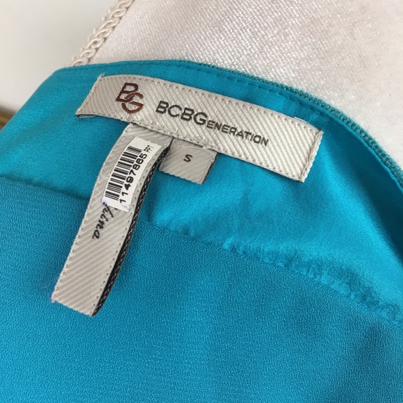 BCBGENERATION Turquoise 100% Silk Dress Sz S - Picture 6 of 7